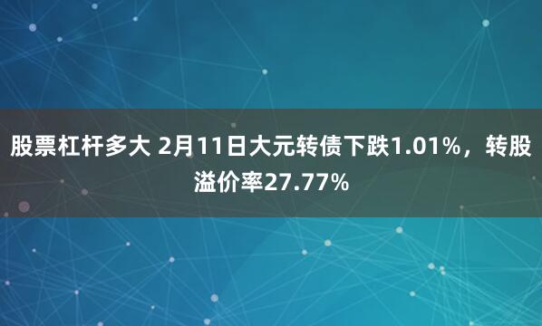 股票杠杆多大 2月11日大元转债下跌1.01%，转股溢价率27.77%