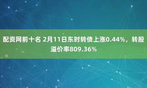 配资网前十名 2月11日东时转债上涨0.44%，转股溢价率809.36%