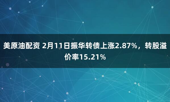 美原油配资 2月11日振华转债上涨2.87%，转股溢价率15.21%