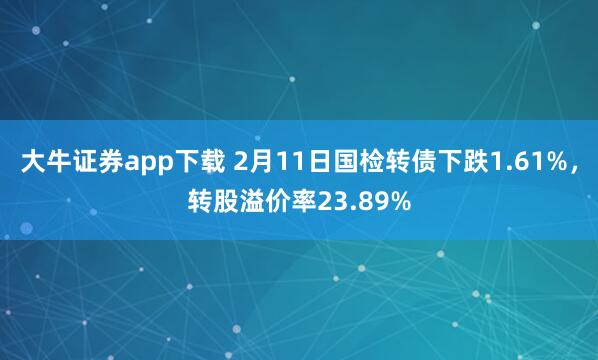 大牛证券app下载 2月11日国检转债下跌1.61%，转股溢价率23.89%