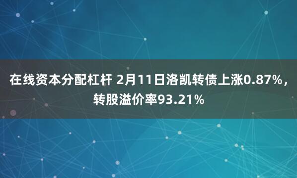 在线资本分配杠杆 2月11日洛凯转债上涨0.87%，转股溢价率93.21%