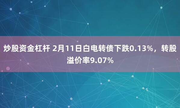 炒股资金杠杆 2月11日白电转债下跌0.13%，转股溢价率9.07%