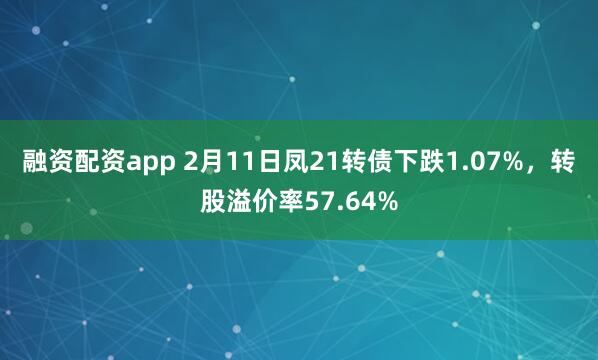 融资配资app 2月11日凤21转债下跌1.07%，转股溢价率57.64%