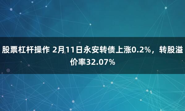 股票杠杆操作 2月11日永安转债上涨0.2%，转股溢价率32.07%