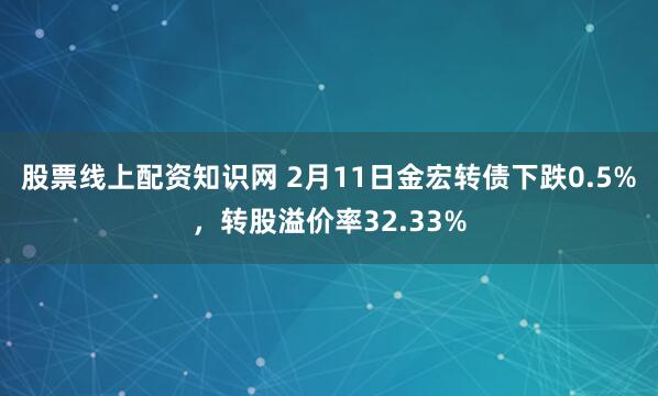 股票线上配资知识网 2月11日金宏转债下跌0.5%，转股溢价率32.33%