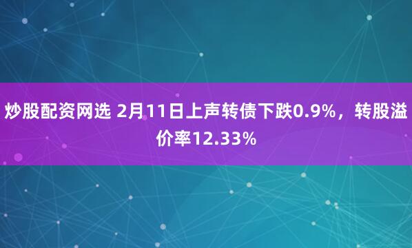 炒股配资网选 2月11日上声转债下跌0.9%，转股溢价率12.33%