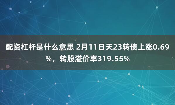 配资杠杆是什么意思 2月11日天23转债上涨0.69%，转股溢价率319.55%