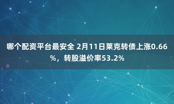 哪个配资平台最安全 2月11日莱克转债上涨0.66%，转股溢价率53.2%