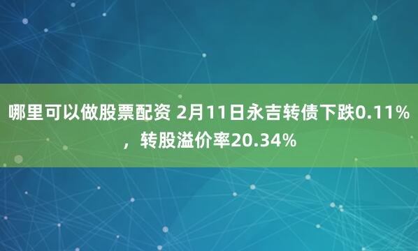 哪里可以做股票配资 2月11日永吉转债下跌0.11%，转股溢价率20.34%