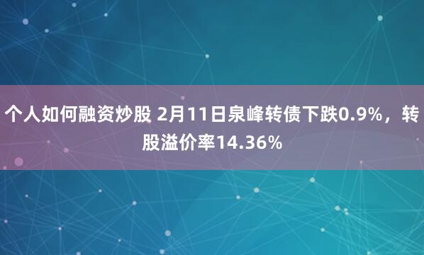 个人如何融资炒股 2月11日泉峰转债下跌0.9%，转股溢价率14.36%